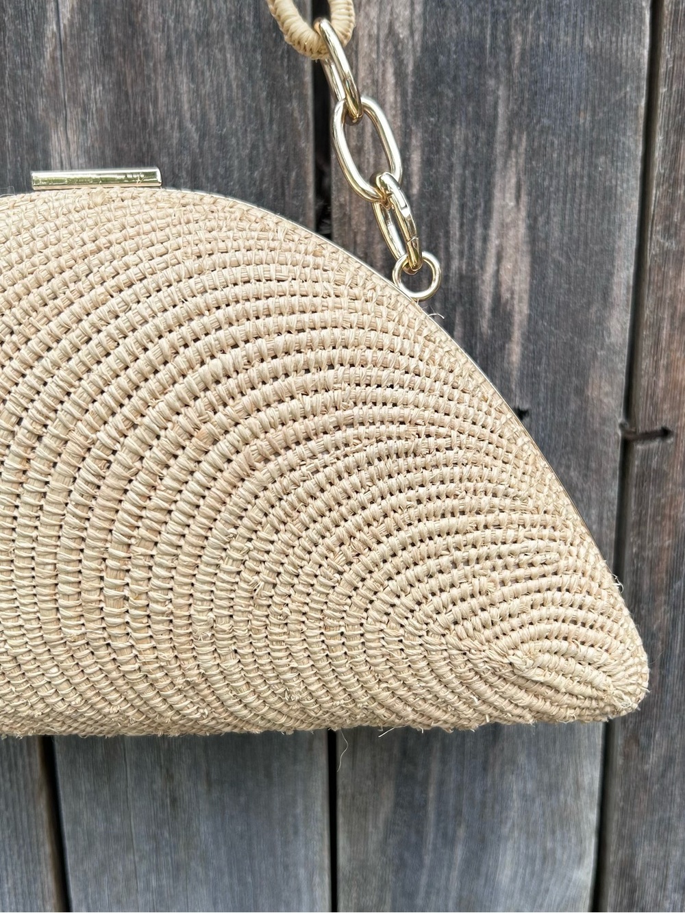 NWT Jonathan Simkhai Bridget Raffia Oyster Shell Clutch Natural Beige - Picture 4 of 16